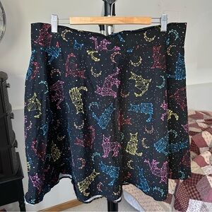 ModCloth Retrolicious Celestial Cat Constellation Skirt 1X